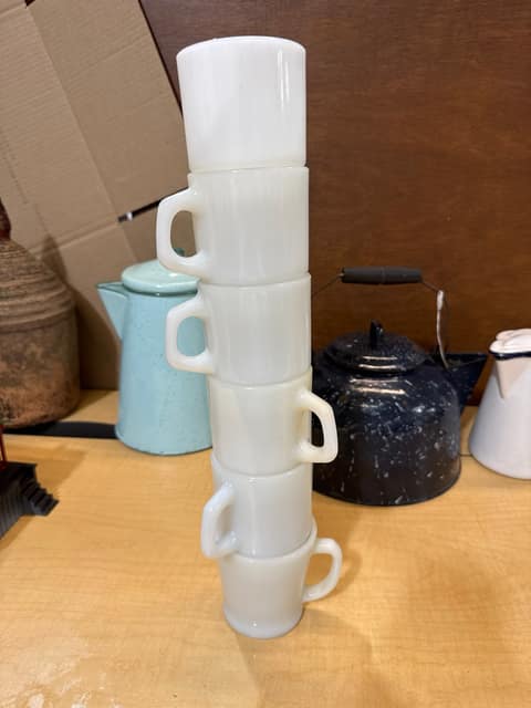 (6) Stacking Mill Glass Cups