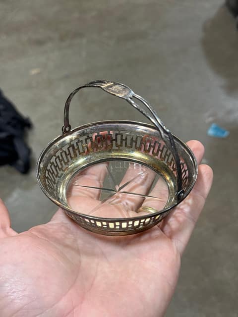 Sterling Silver Basket w/ Glass Bottom