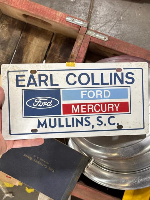 VTG Earl Collins Ford Mullins SC Metal License Plate