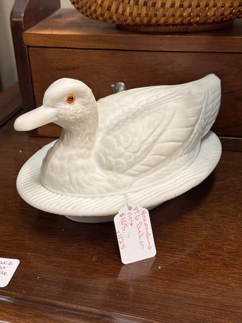 Westmoreland Milk Glass Duck on Nest