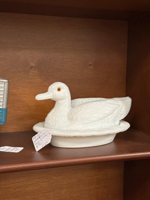 Westmoreland Milk Glass Duck on Nest