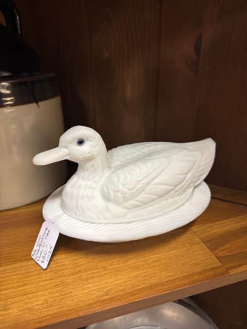 Westmoreland Duck on Nest Milk Glass