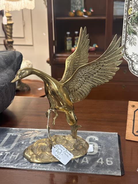 Solid Brass Flying Duck Statue