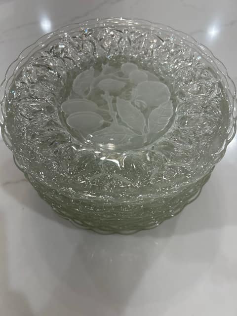 Set of 12 Etched Glass salad/dessert plates