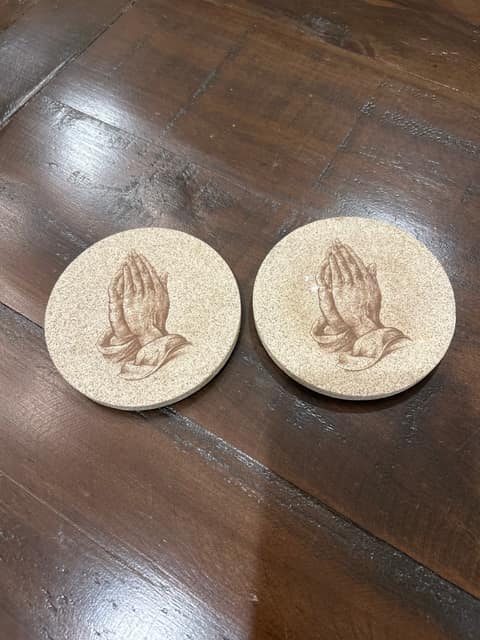 2 Praying Hands Stone Coasters