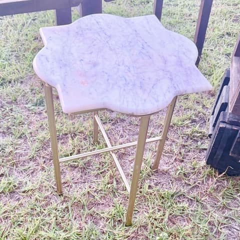 Marble top side table w/ brass base