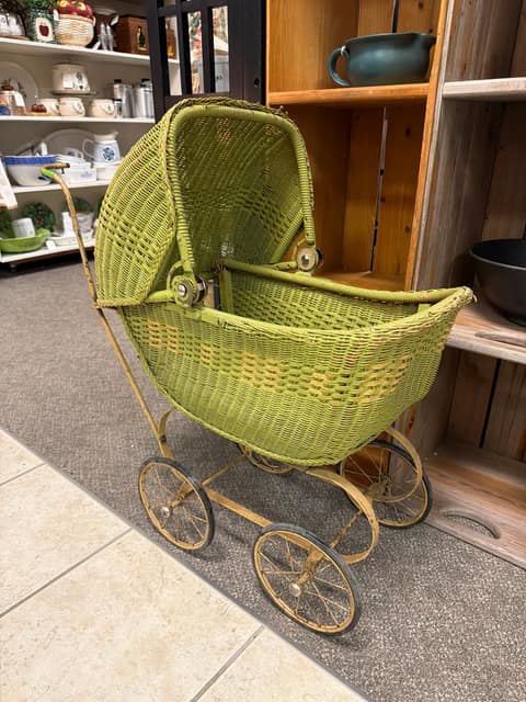 Green doll carriage