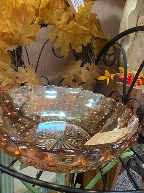 Amber Bubble Glass Bowl