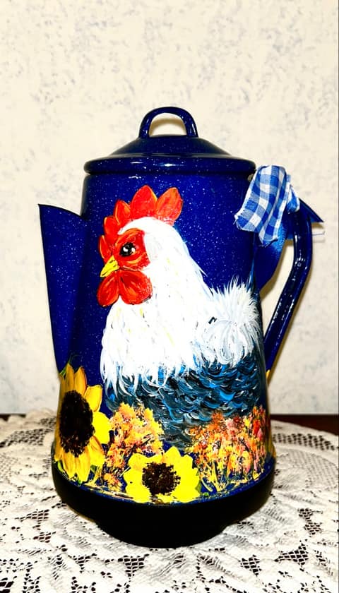 Blue Enamelware Coffee Pot