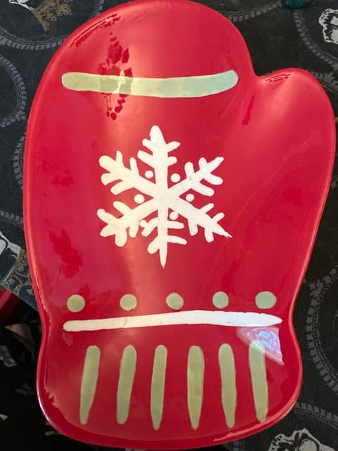 Hallmark ceramic mitten shaped plate