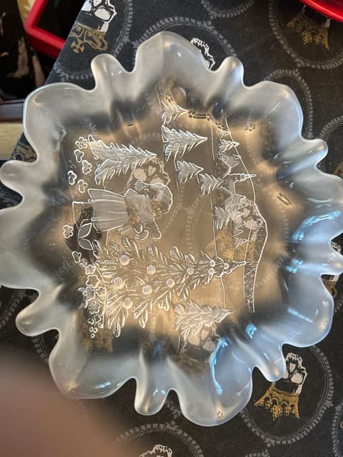 Vintage frosted glass holiday dish