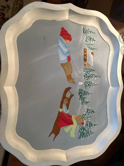 Hand-painted Christmas platter