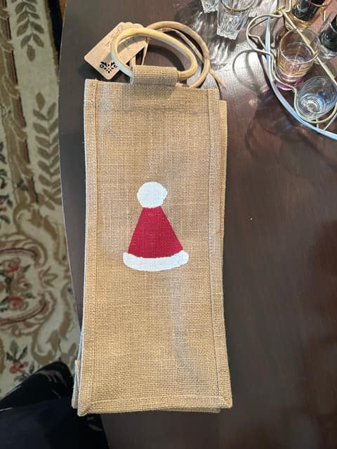 Christmas burlap wine tote