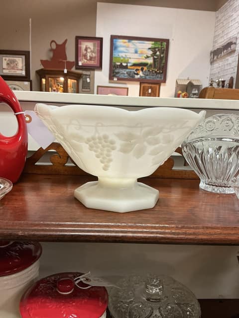 Anchor Hocking Milk Glass Pedestal Dish