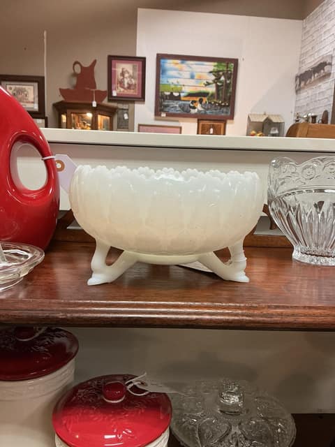 Vintage Milk Glass Footed Bowl