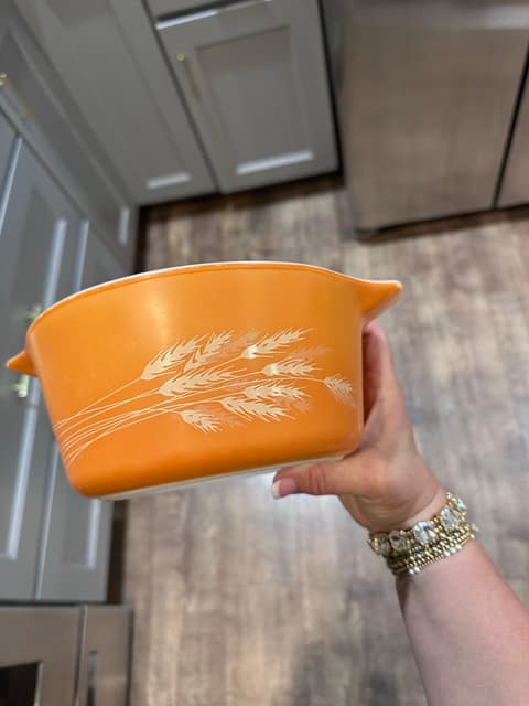 Vtg Pyrex Autumn Harvest Wheat Casserole Orange #474-B (No Lid)